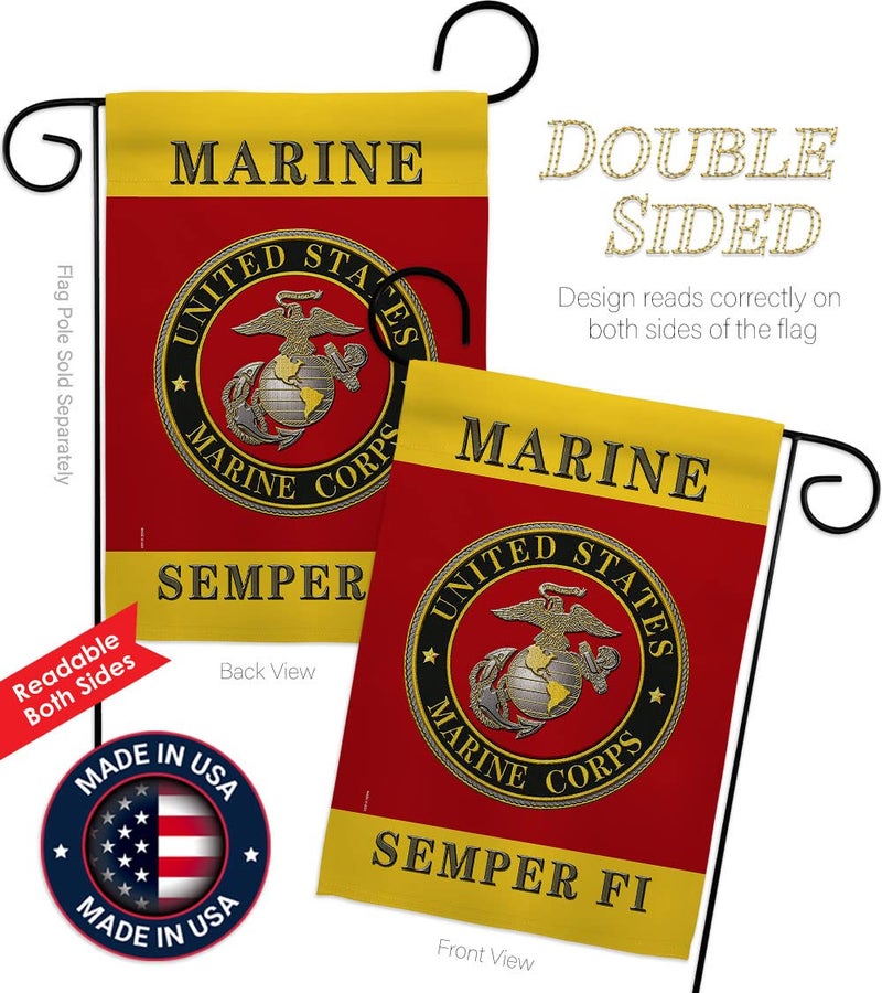 Hexagram US military Marine Corps USMC Semper Fi Flag Double-Sided Lawn Decoration Gift House Garden Yard Banner United State American Military Veteran, 12" x 18.5 Made in USA - Image 3